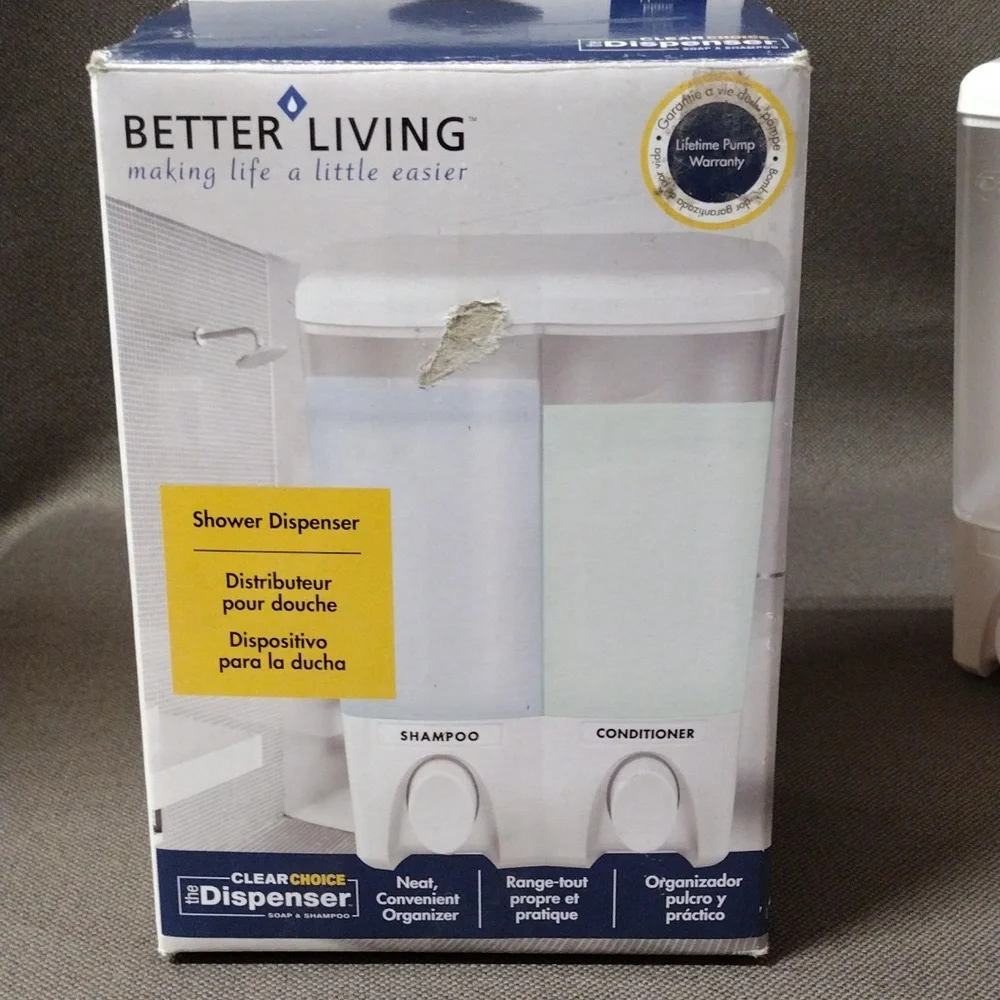 Clear shower dispenser for 2 products